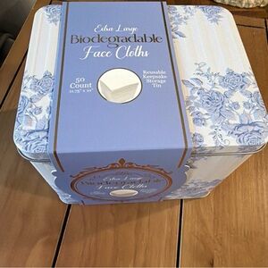Biodegradable Face Cloths - Blue Floral Storage Tin
